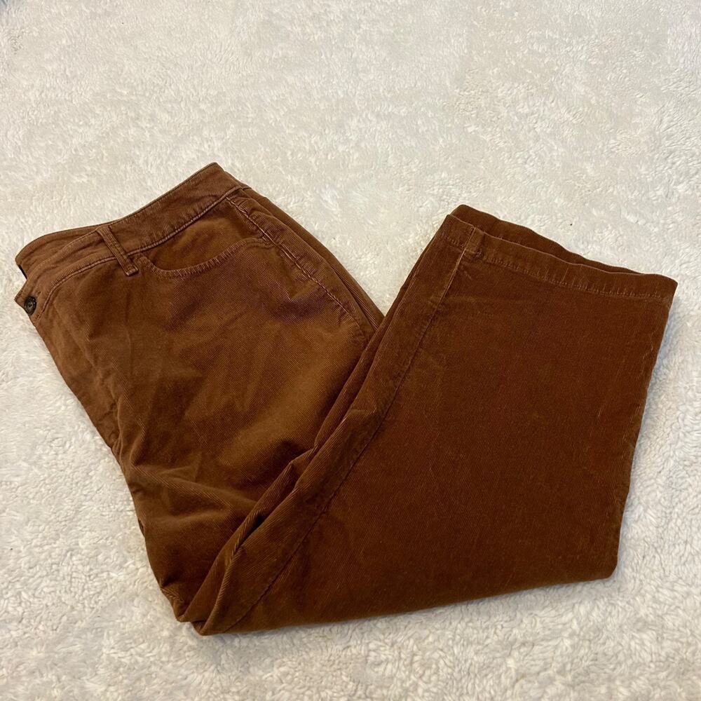 Talbots Womens Slimming Corduroy Pants Tan Straight Leg 18P Casual Wear Boho